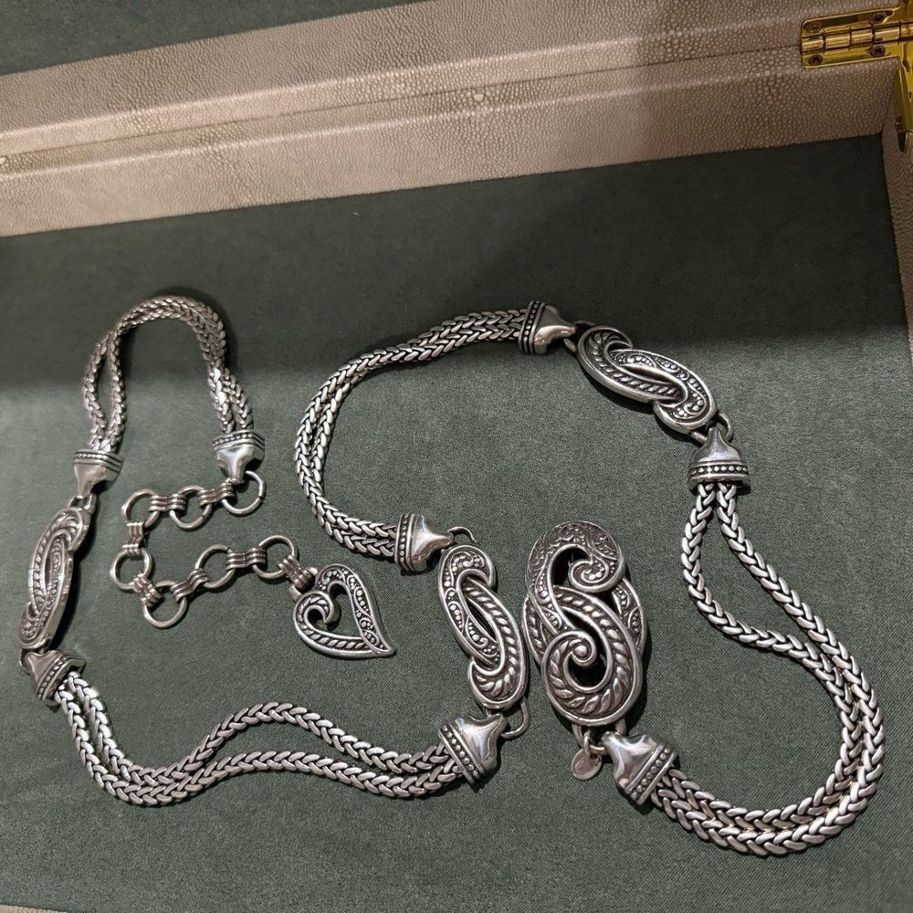 BRIGHTON FILIGREE HEART DESIGNER BELT – SILVER STATEMENT PIECE